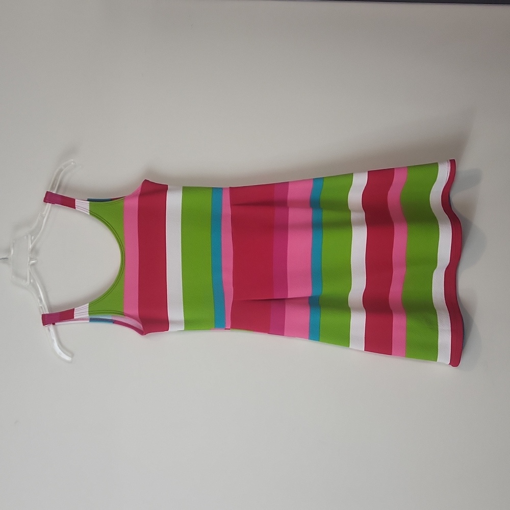 TOVIA Pink White Green Blue Stripe Tank Dress